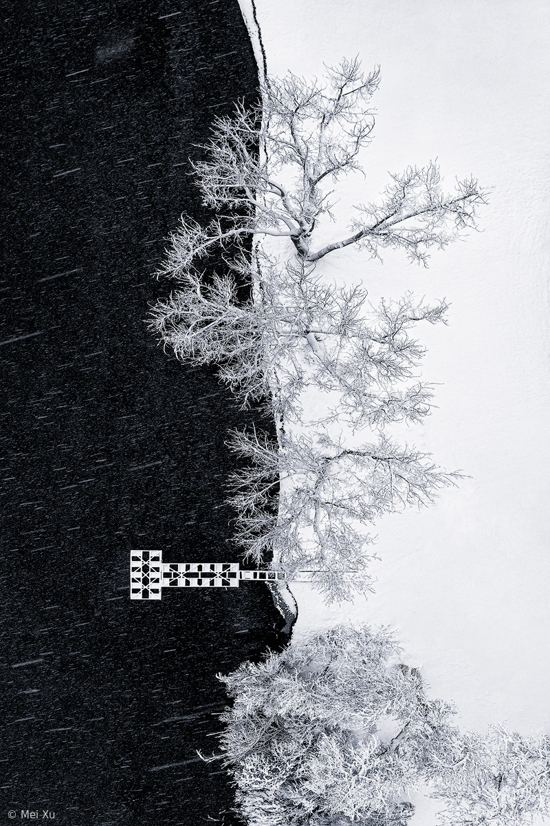 Lake Shore Under Snow Storm By Mei Xu