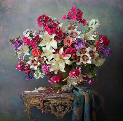 Still Life With Lilac Flowers by Andrey Morozov